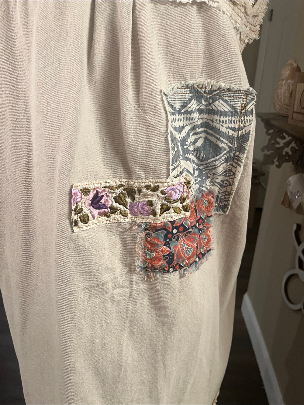 POL Beige Patchwork Midi Shirt Dress - Picture 7 of 11